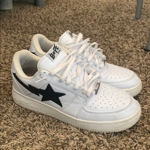 all white bape shoes